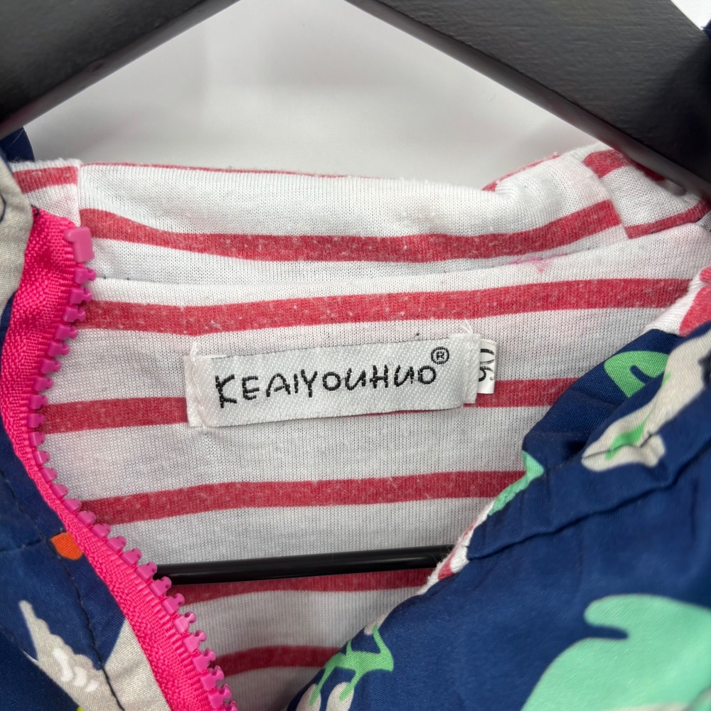 Keaiyounuo Kids Dinosaur Print Hooded Windbreaker Rain Jacket 2T Blue Pink Sz 90 - Picture 9 of 13